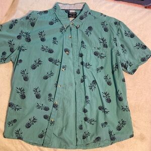 Tropical Teal Pineapple Print Men's Shirt